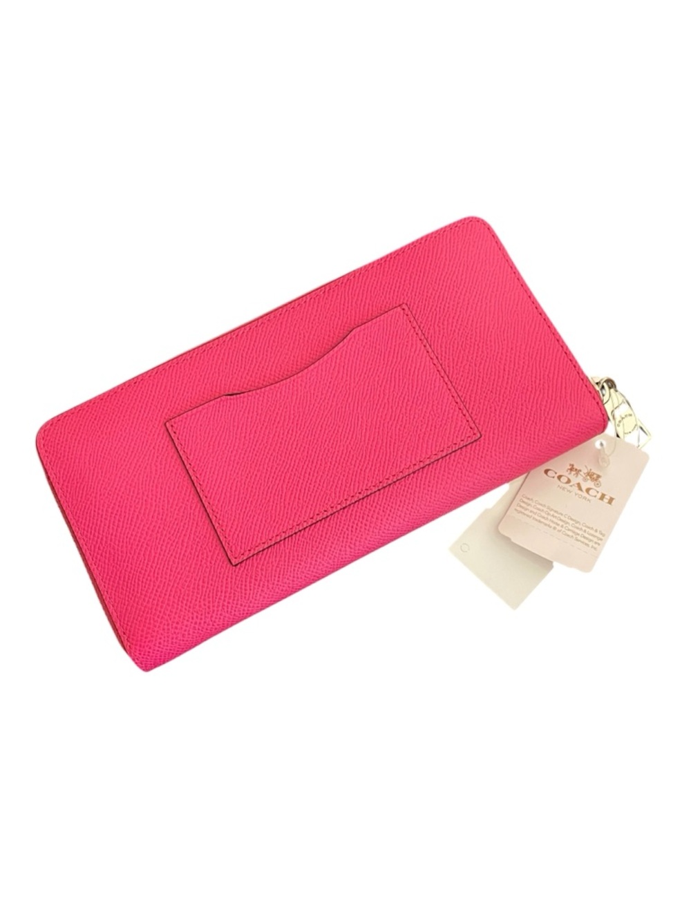 Coach Accordion Zip Wallet Crossgrain Leather Dahlia Pink Silver Hardware - Picture 3 of 4